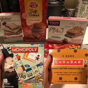 The gluten-free, soy-free, & dairy-free food items for our road trip.