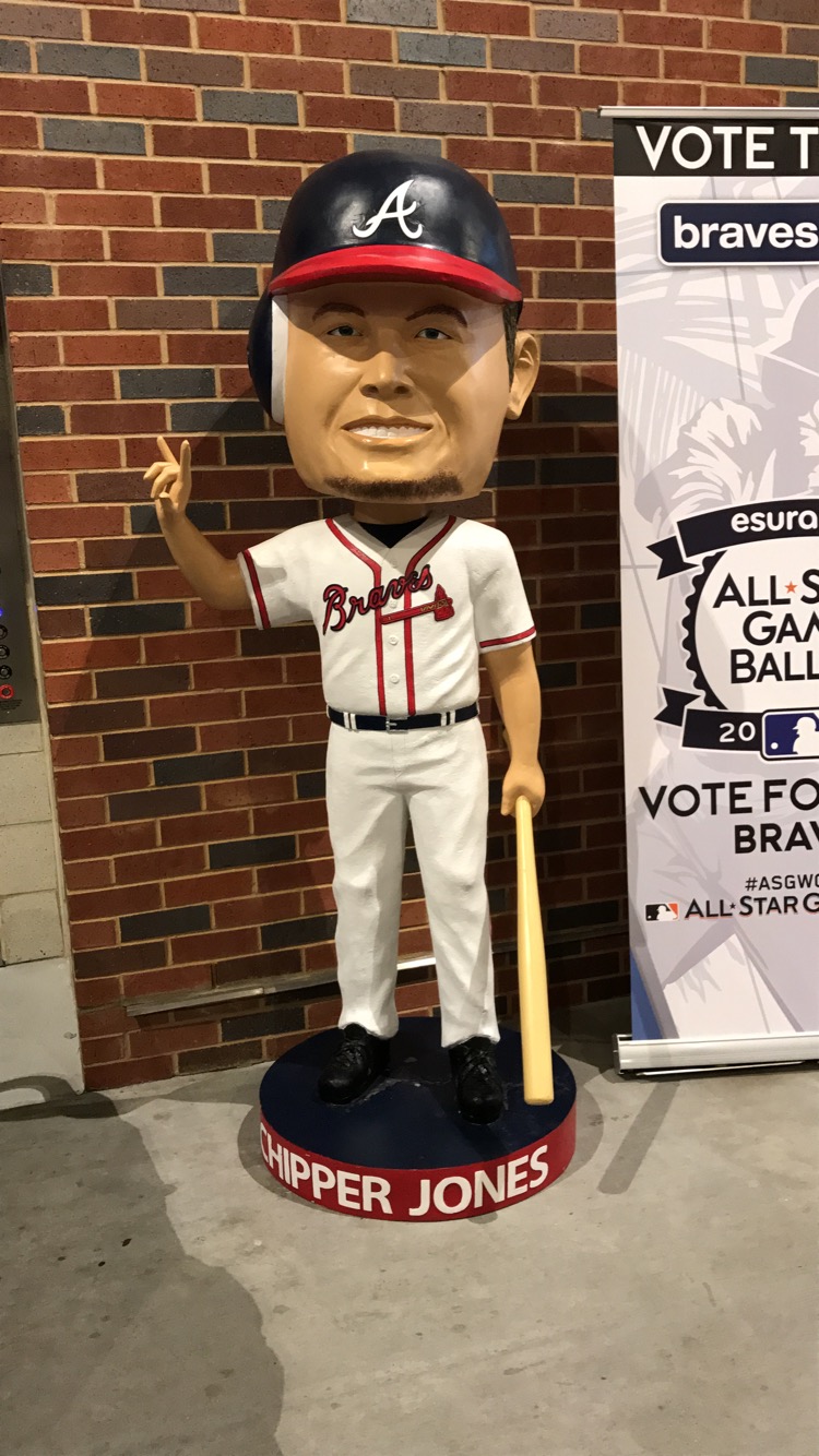 A giant Bobblehead of Chipper Jones.