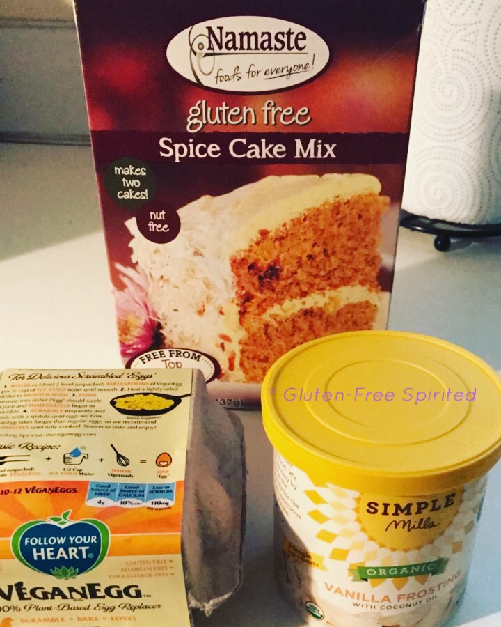 A picture with ingredients for a dietary-restriction friendly cake.