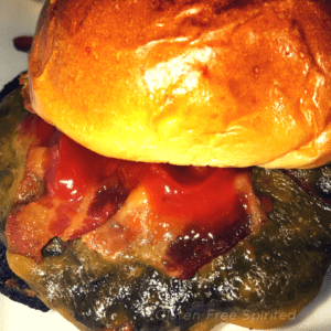 A closeup of Chili's Bacon Cheeseburger