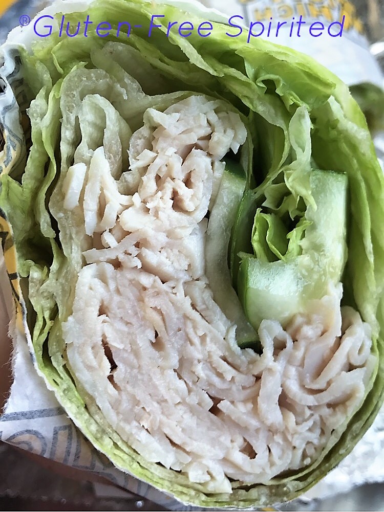 Turkeywich with lettuce wrap.