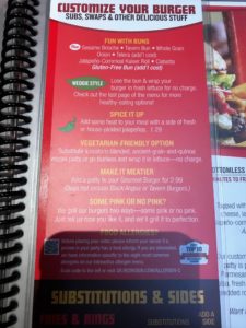 Red Robin's substitution menu page.