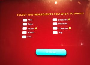 Red Robin's Interactive Menu allows you to select ingredients patrons wish to avoid.