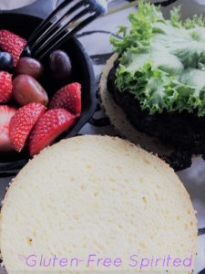 Classic Burger and fruit bowl