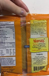 Nana's No Gluten Lemon Cookie packaging