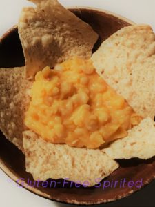 Cheese dip and tortilla chips