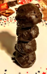 Stack of chocolate peanut butter Easter eggs