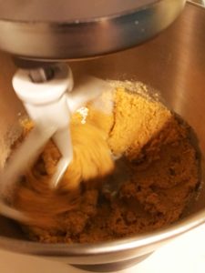 Peanut butter mixture being blended