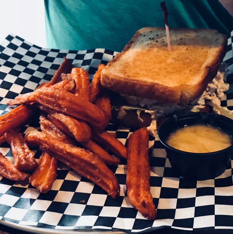 Chicken salad sandwich & sweet potato fries