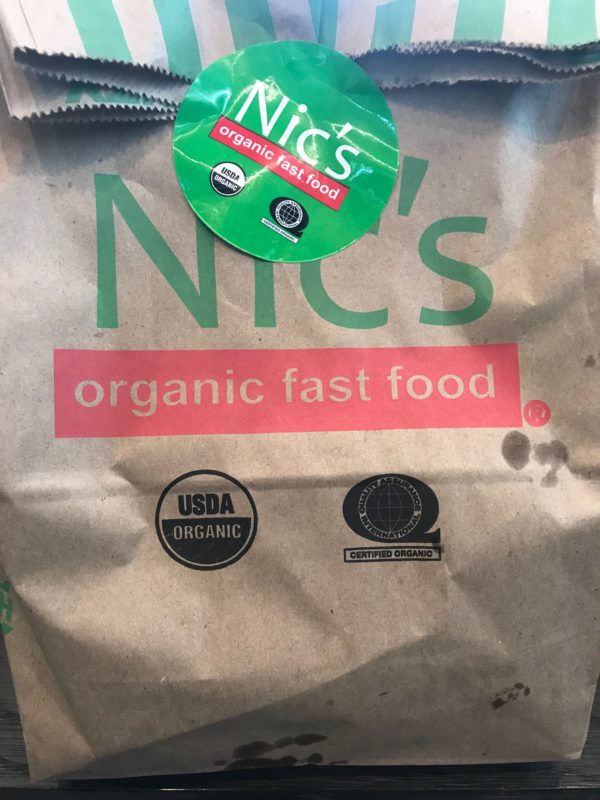 Nic's Organic Fast Food bag