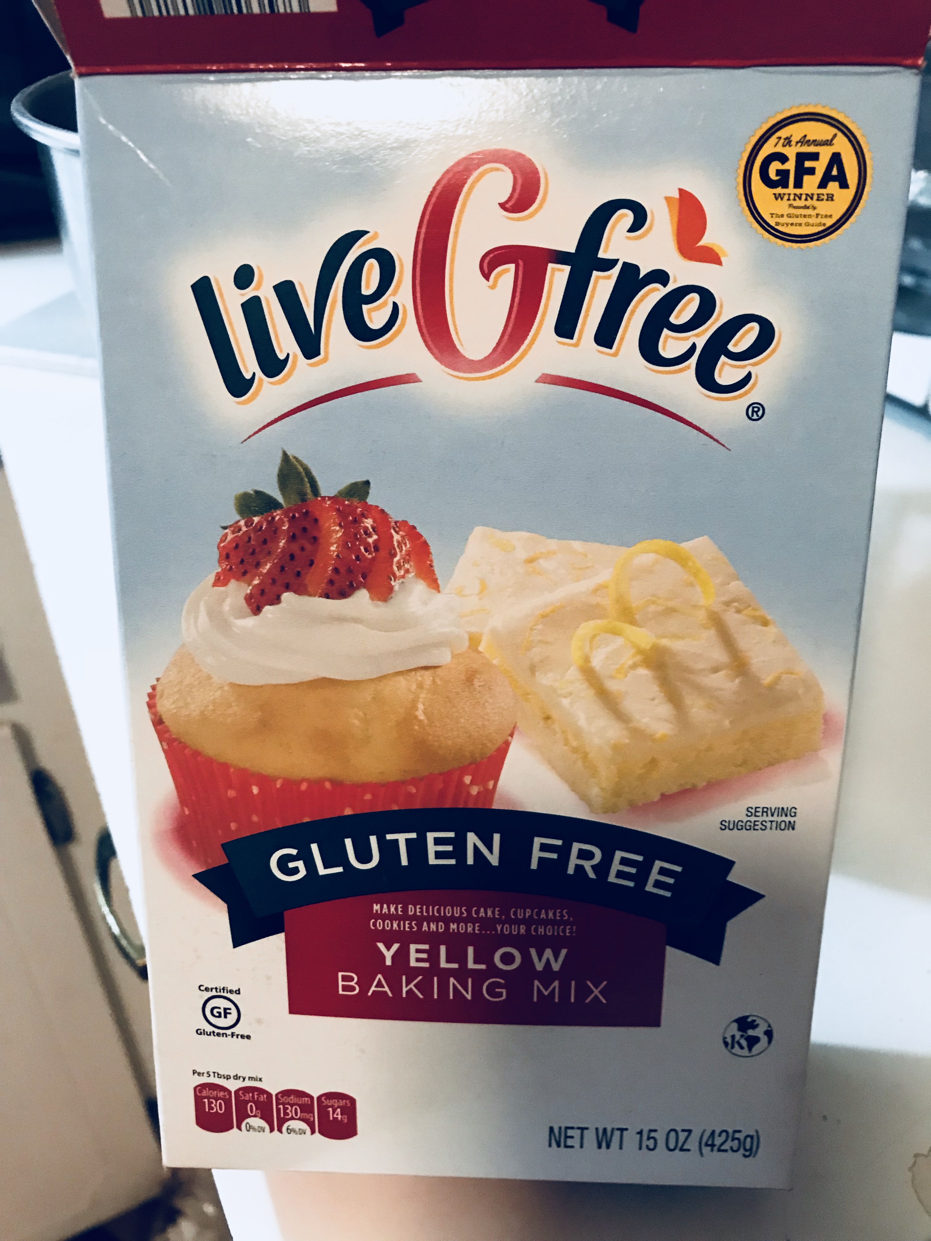 Live G Free Cake mix box