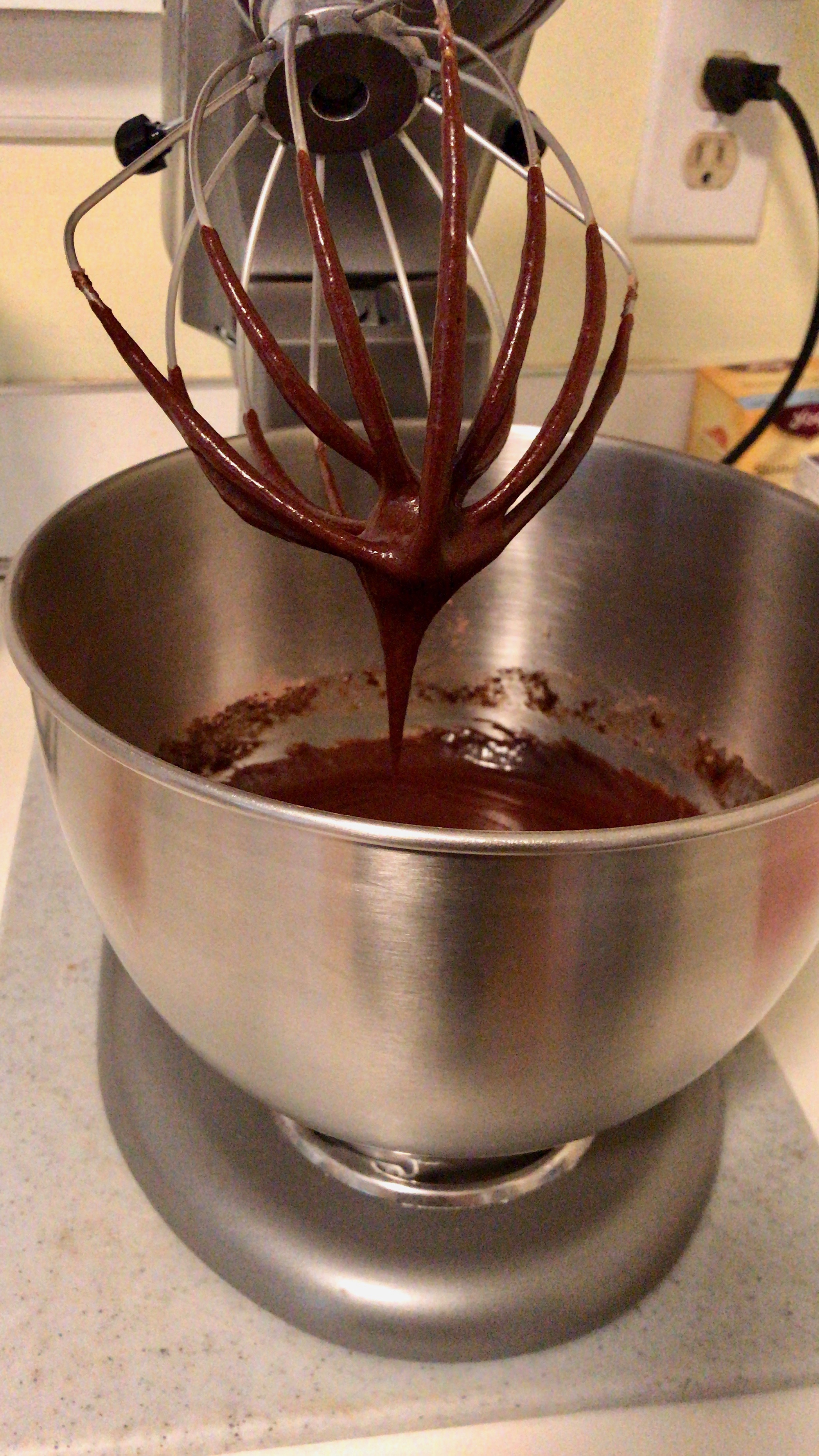 Brownie batter on a mixer