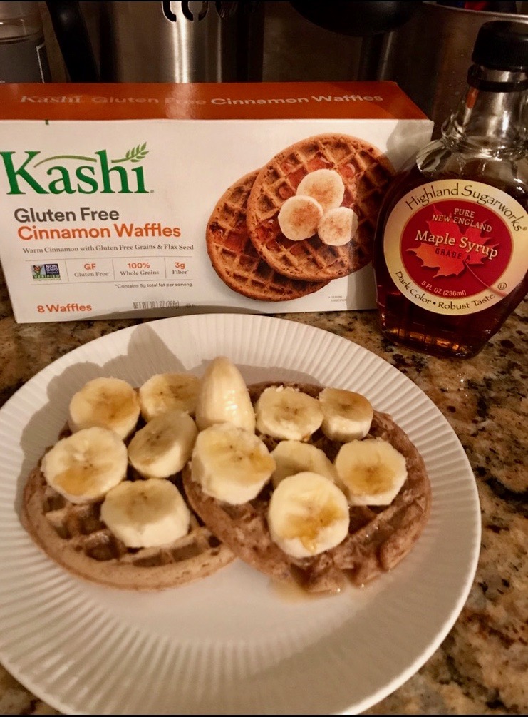 Kashi waffles and banana slices