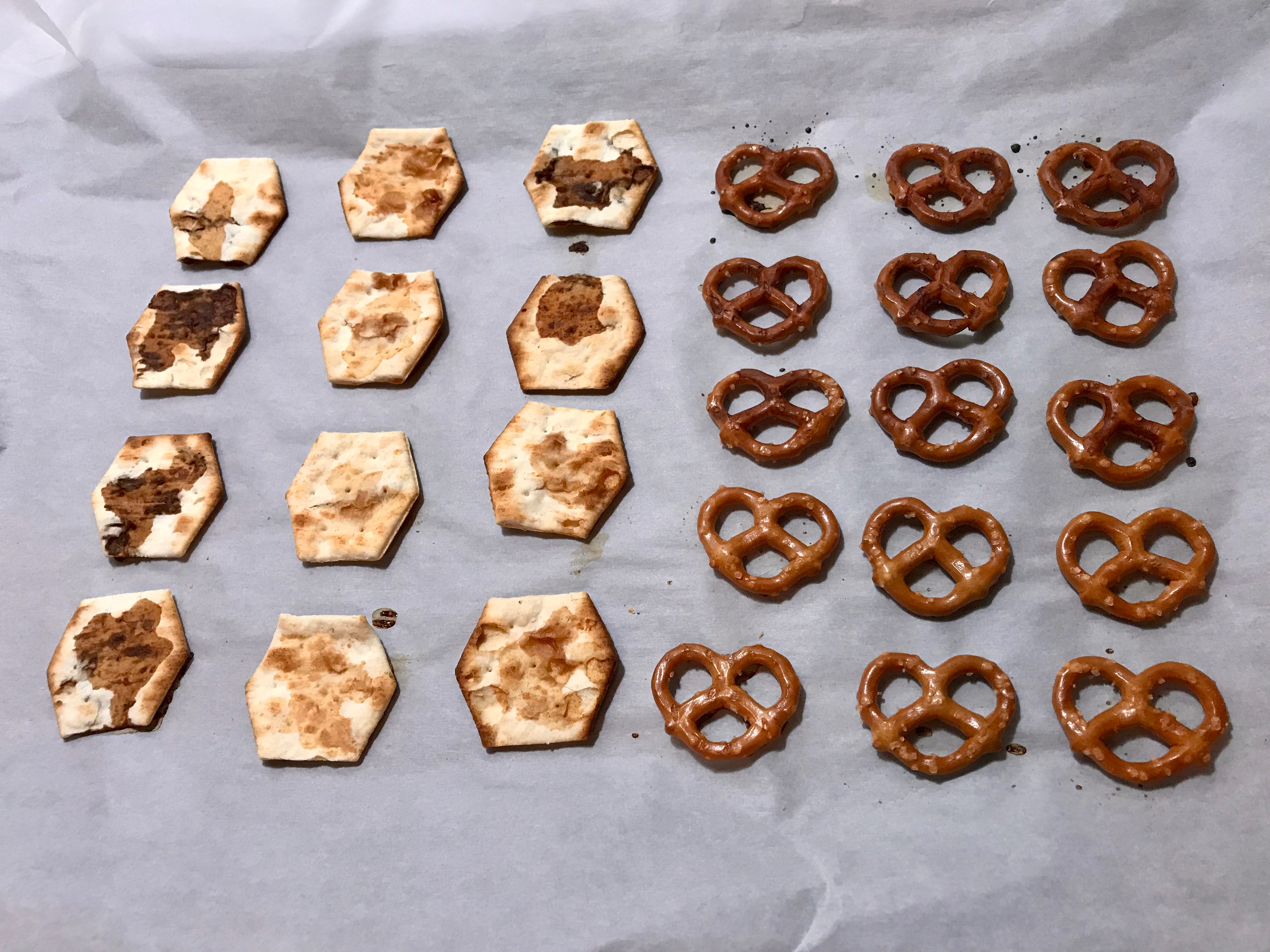 Party mix baked for 10 minutes