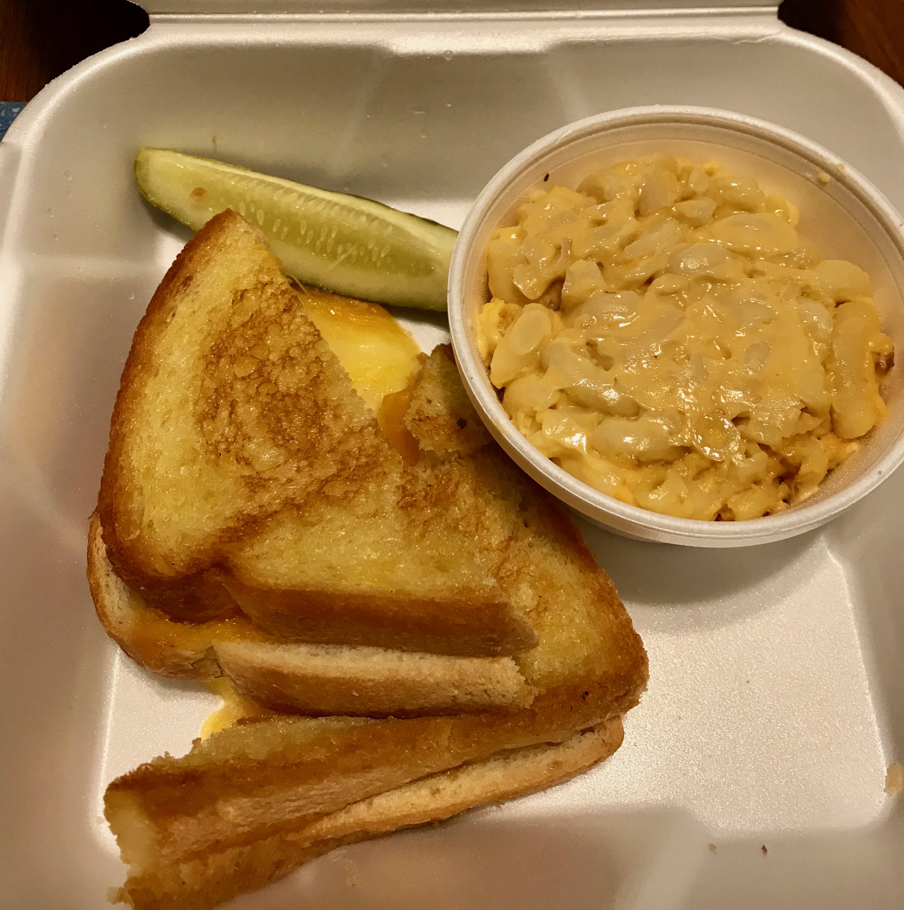 Three grilled cheese and Mac & Cheese