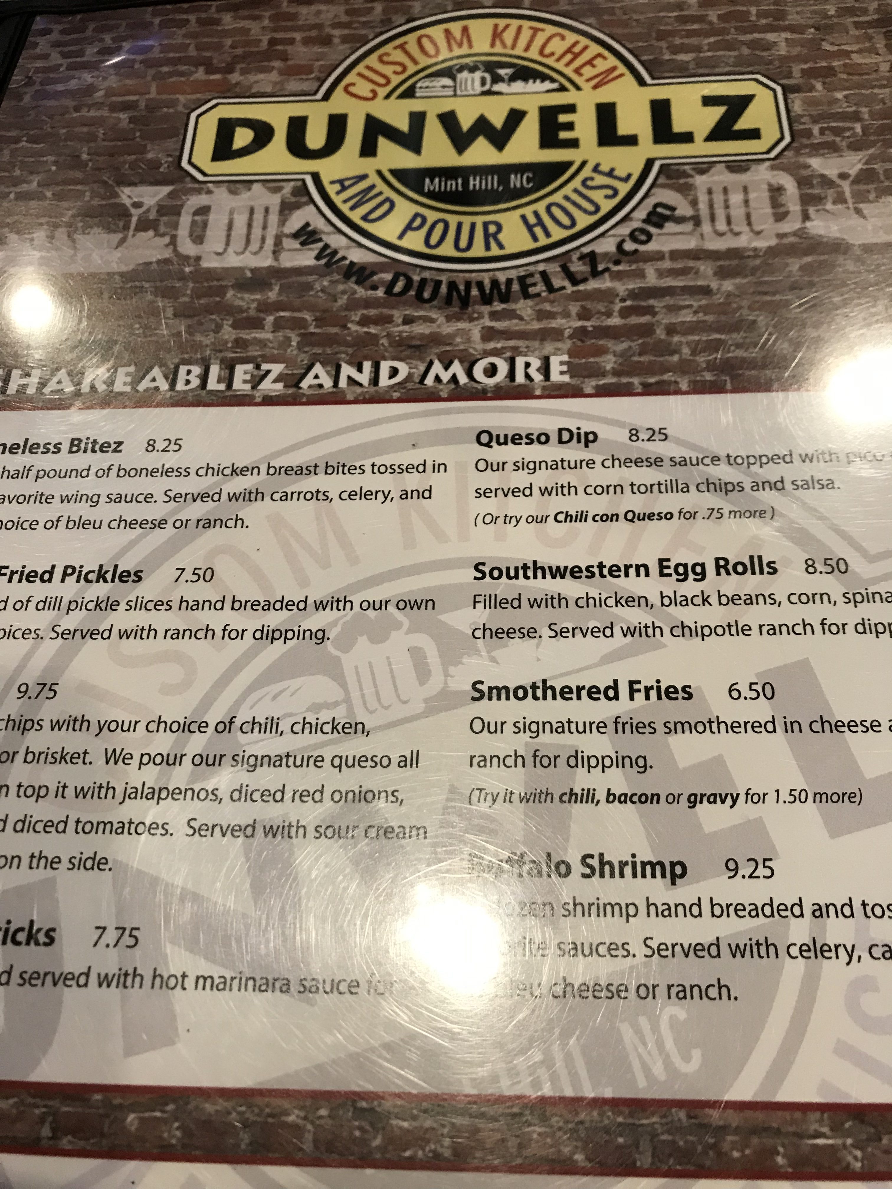 Dunwellz menu