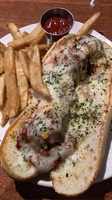 Meatball sub with fries