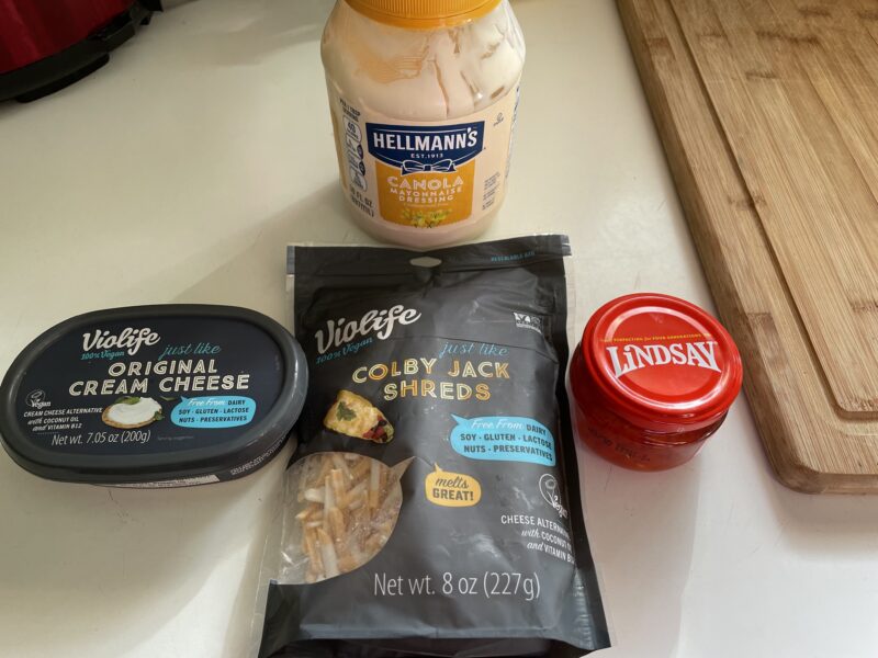 Ingredients for dairy-free pimento cheese